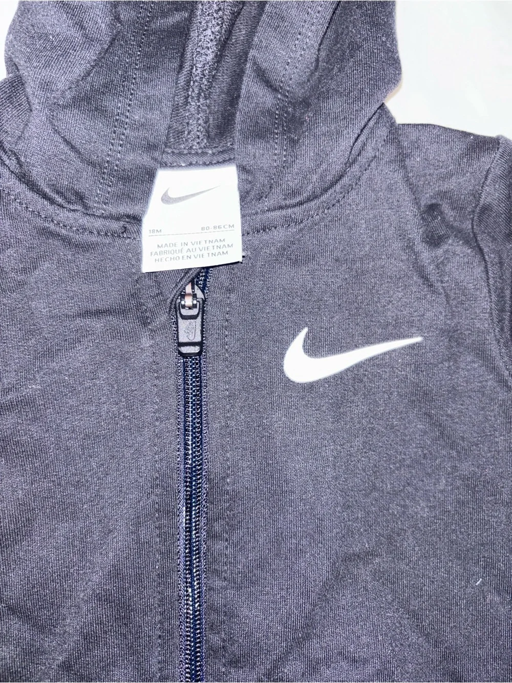 Nike Black Hooded Baby Footie with White Swoosh
